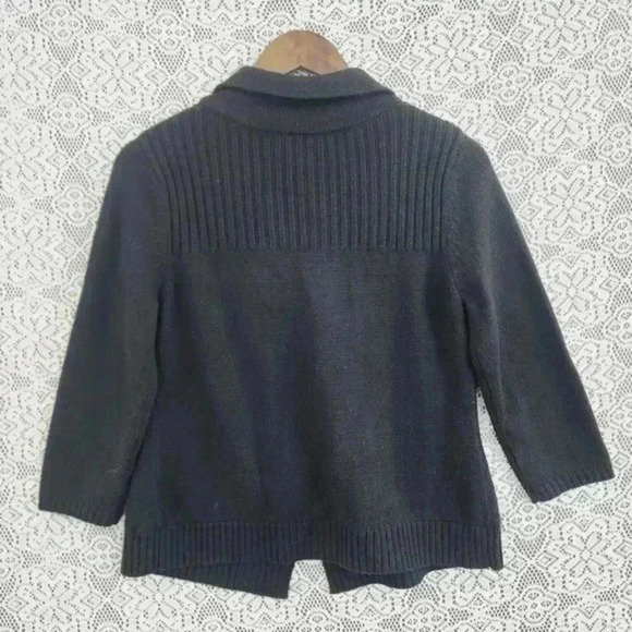 Loft Wool Blend Black Leopard Sweater Cardigan Women's S - Picture 3 of 8